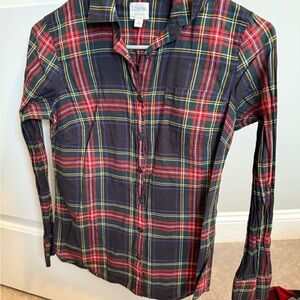 J. Crew Red and Green Multicolor Plaid Shirt